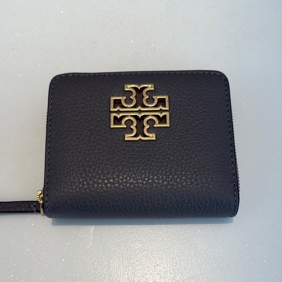 Tory Burch Mocha Beige Brown Leather Zip Wallet - Picture 1 of 11